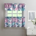 thumbnail image 2 of Pioneer Kitchen Curtains and Valance Set 24 Inch Tier Watercolor Elegant Lotus Flower Curtains Small Drapes for Cafe Living Room Bathroom Farmhouse 3 Pieces Set Rod Pocket, 2 of 6