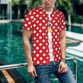 thumbnail image 6 of Hirioo Red Polka Dot for Men's Baseball T-shirt Shirts Short Sleeve Casual Summer Button Stretch T Shirts,Size S-4XL-4X-Large, 6 of 7