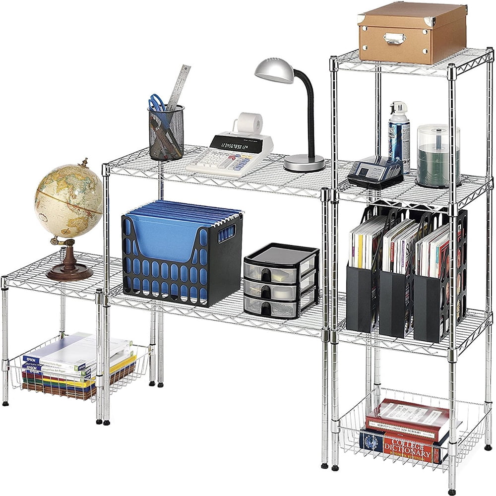 Whitmor Supreme 30"W x 14"D x 15"H Steel Freestanding Shelves, Silver Chrome, for Adult Use