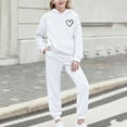 thumbnail image 3 of ATOGUTA Kids Outfits Girls Tracksuit Fleece Hoodie Sweatshirt and Sweatpants Joggers Set with Pockets Size 3T-15, White, 3 of 5