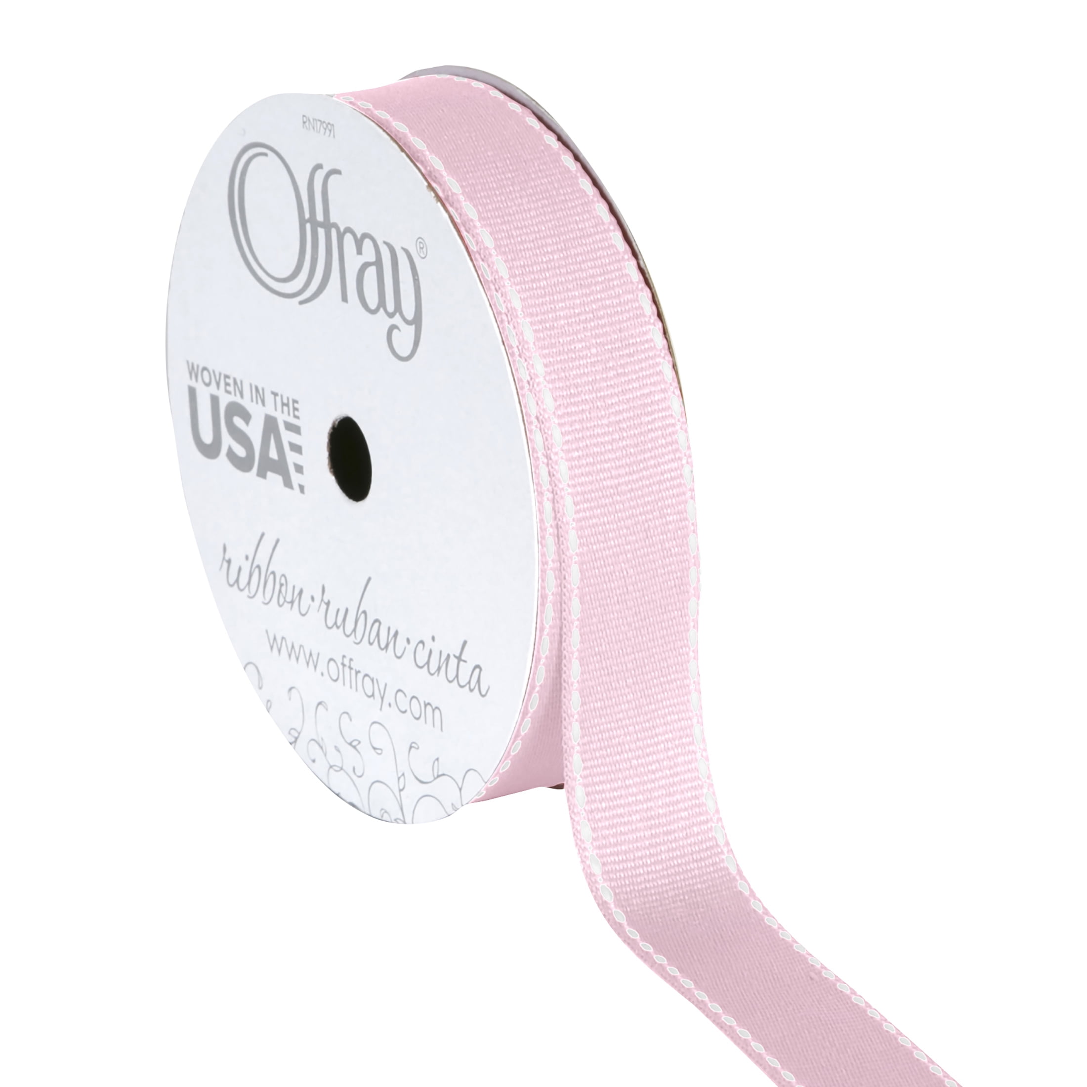 (3 pack) Offray Ribbon, Carnation Pink 5/8 inch Grosgrain Polyester Ribbon, 9 feet