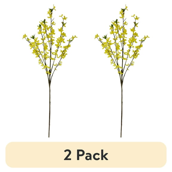 (2 pack) Mainstays Indoor Artificial Flower, Forsythia Stem, Yellow Color, Assembled Height 50".