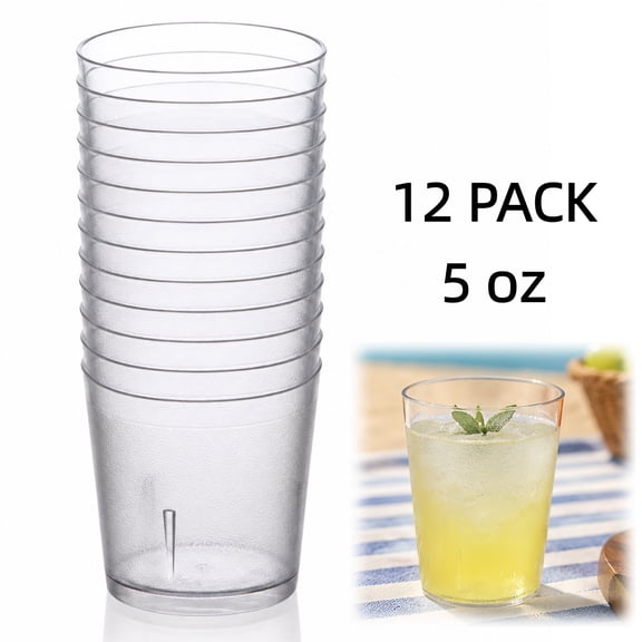 5 oz Plastic Cups for Kids,Reusable Plastic Cups, 12 Pcs Plastic Tumblers Drinking Glasses, Unbreakable Drinking Cup for Kitchen, Stackable Restaurant Cups for Cafe Party Catering Supplies,Clear