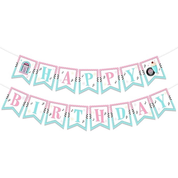 50s Themed Birthday Party Decorations, 1950s Happy Birthday Banner, Sock Hop Soda Shop Retro Diner 50’s Birthday Party Supplies