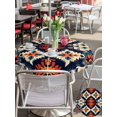 thumbnail image 6 of Outdoor Tablecloth with Umbrella Hole Zipper Orange Blue Boho Round Tablecloth 54" Waterproof Outside Table Cloth Colorful Abstract Ethnic Aesthetic Patio Table Cover Tablecloths for Picnic Party, 6 of 8