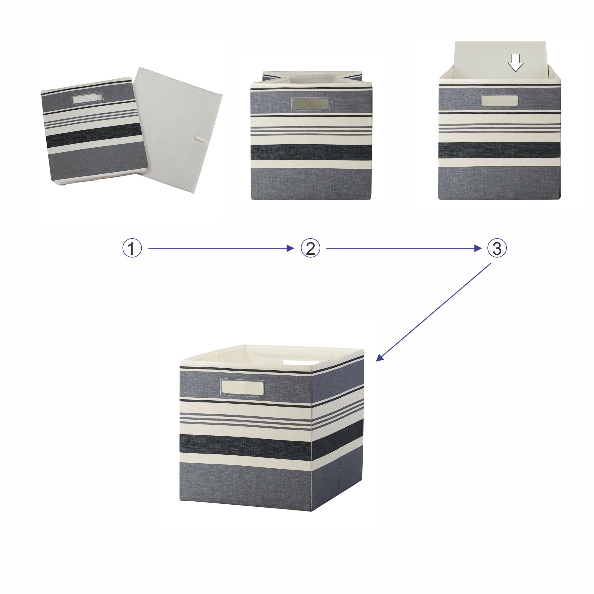 Better Homes & Gardens Collapsible Fabric Cube Storage Bin, Black Stripe