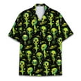 thumbnail image 2 of Neon Space UFO Alien Hawaiian Shirt For Men 80s Aliens Halloween Mens Hawaiian Shirt Mens Short Sleeve Button Dowm Shirt Men, 2 of 7