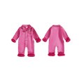thumbnail image 2 of RUINIXCW Toddler Baby Girl Silk Stain Pajamas Newborn Infant Baby Girls Romper One Piece Spring Fall Sleepwear Lapel V Neck Fuzzy Trim Long Sleeve Button Up Jumpsuit Homewear, 2 of 9