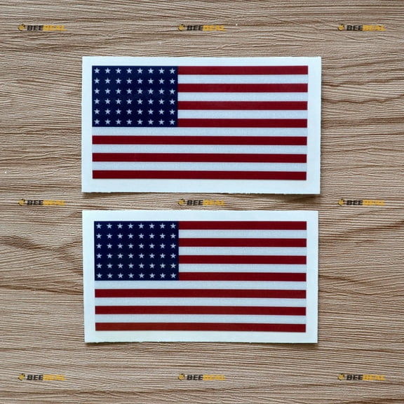2X Reflective 4 Inches 48 Stars American USA Flag Decal Vinyl Sticker Car Laptop Window 1912-1959