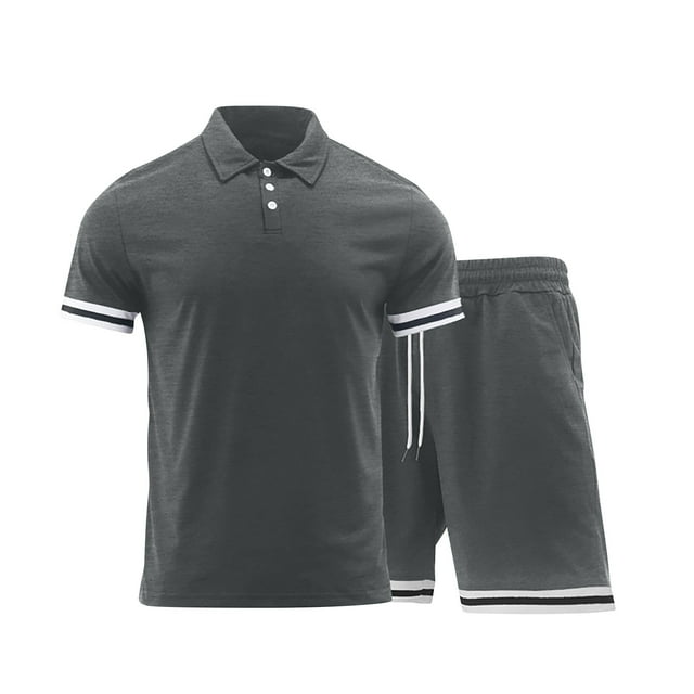 TIMIFIS Mens Short Sets 2 Piece Outfits Fashion Summer Tracksuits Casual Set Short Sleeve Turndown Collar SetFall