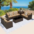thumbnail image 3 of Cozyhom 9 Pieces Outdoor Modern Furniture Set,Wicker Rattan Conversation Set with Non-Slip Cushion,Brown, 3 of 8