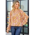 thumbnail image 4 of ABPHQTO Blusa de mujer floral con escote en V dividido amarillo, 4 of 5