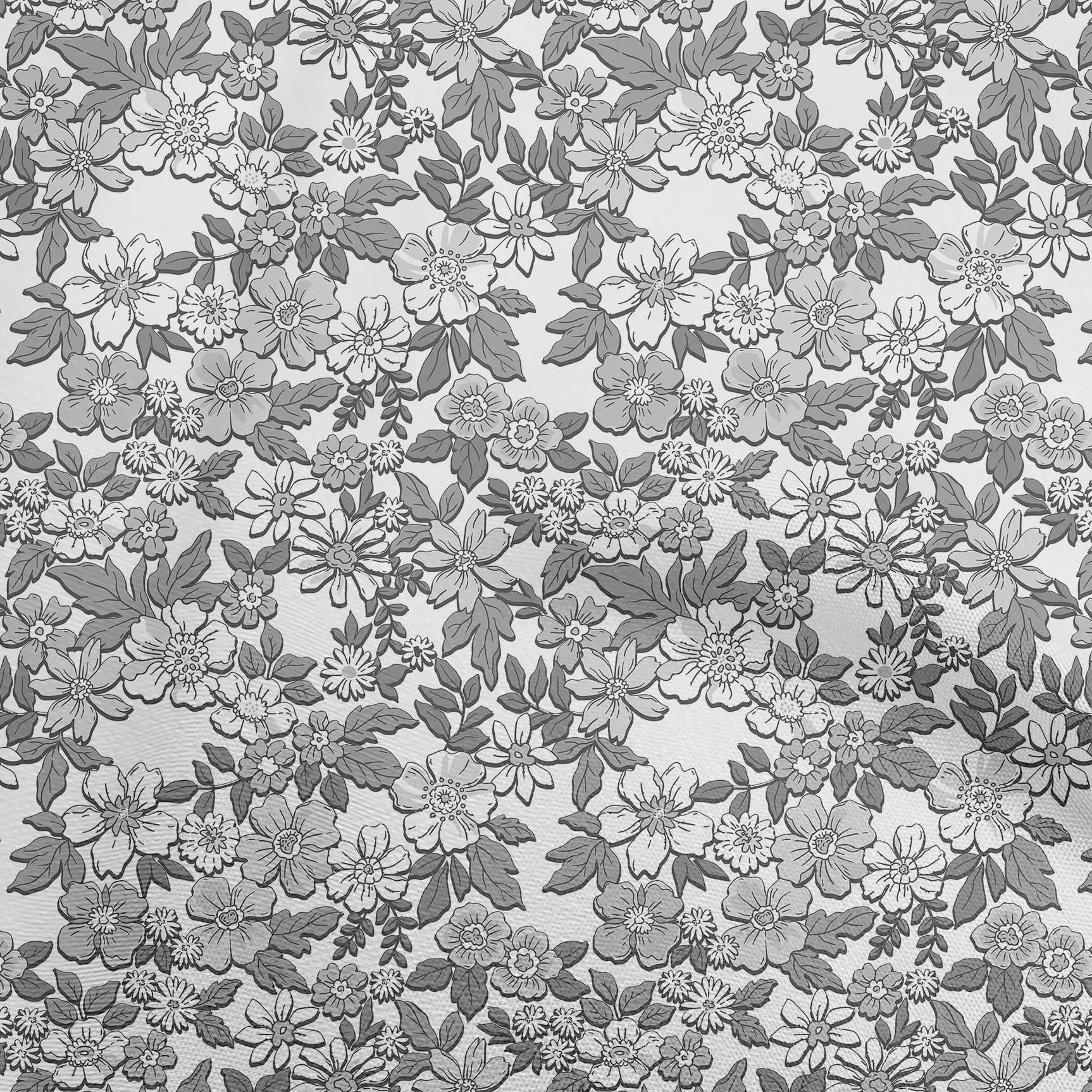 oneOone Cotton Cambric Light Gray Fabric Florals Fabric For Sewing