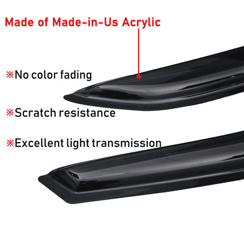 Side Window Visor Rain Guards — Out-Channel, Compatible with 2015-2022 Ford F150 Crew Cab 4 pcs Dark Smoke Wind Deflectors, UV-Resistant