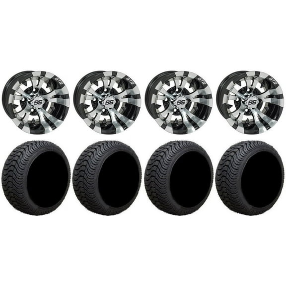 GTW Vampire 12" Golf Cart Wheels Black 215x35 Cruze Tires E-Z-GO & Club Car