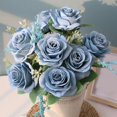 thumbnail image 2 of Flores de rosas azules artificiales Flor de rosa de seda Púrpura Afortunado Sencillez, 2 of 5