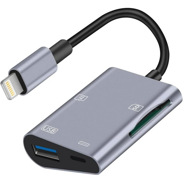 Adaptador de cámara USB a tarjeta SD y TF con puerto de carga para /, lector de tarjetas 4 en 1 para unidad flash USB, teclado, , hubs, MIDI