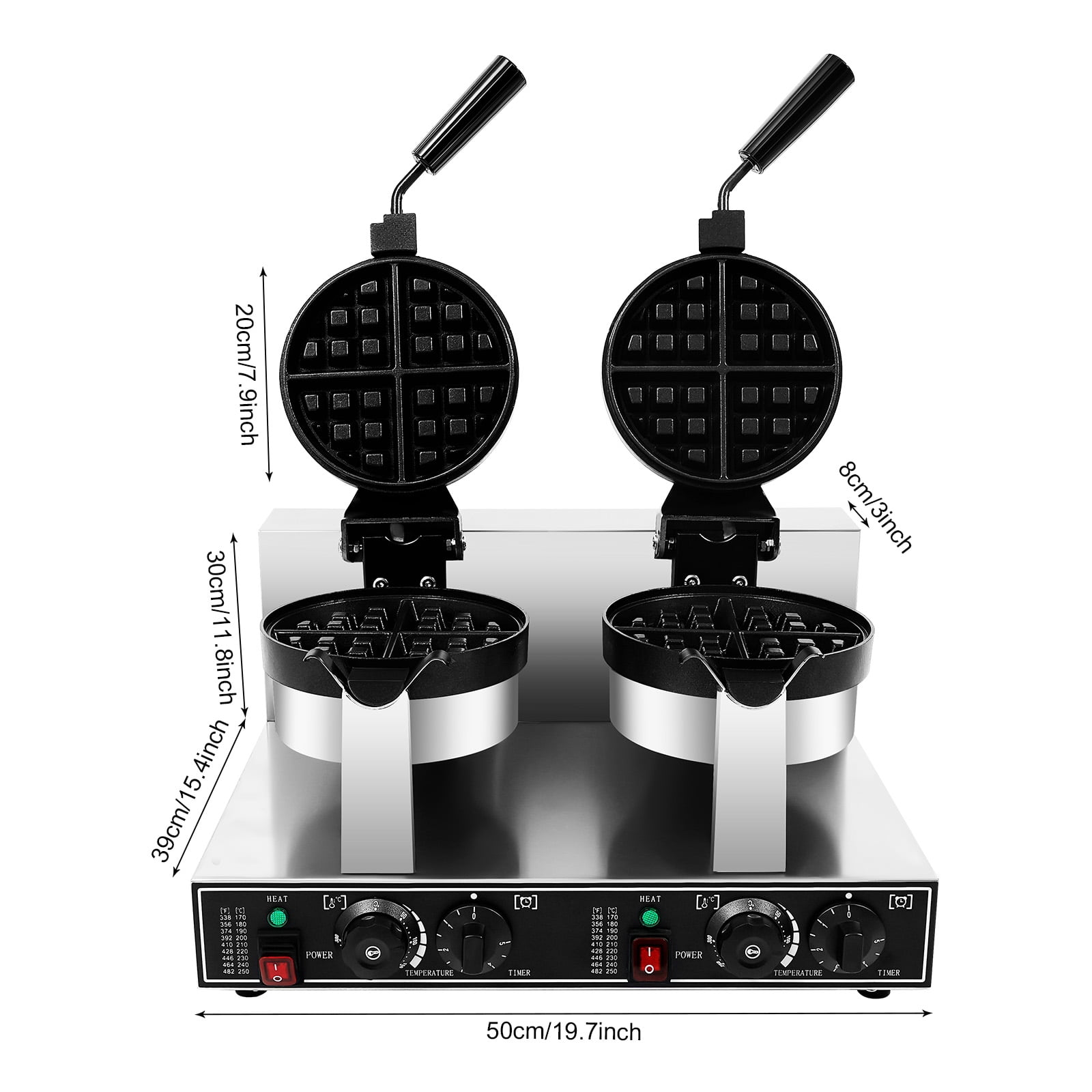 TFCFL SZ-RW-2 Commercial Dual Head Belgian Waffle Maker Rotating Double Waring Breakfast Maker 2400W
