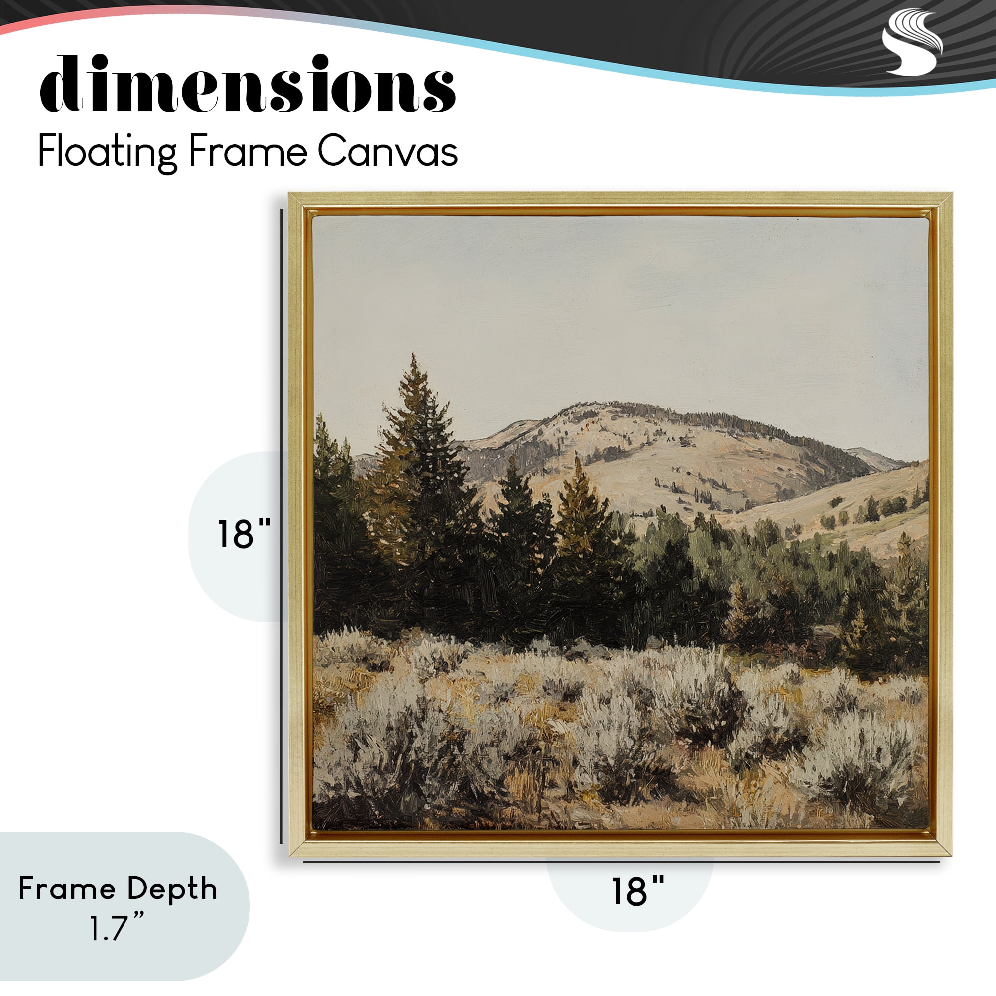 Stupell Industries Cedar Mountain View Gold Framed Floater Canvas Wall Art, design by Petal Prints Design