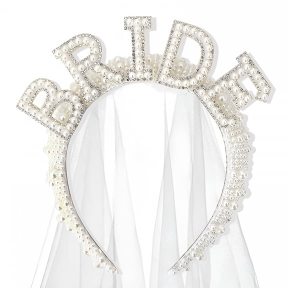 DESIGNICE Bride to Be Pearl Crown Headband Bachelorette Party Bridal Shower Wedding Engagement Rehearsal Dinner Decoration Gift