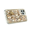 thumbnail image 5 of For Apple iPhone 14 Pro (6.1") Bling Crystal 3D Full Diamonds Luxury Sparkle Transparent Rhinestone Hybrid Cover ,Xpm Phone Case [ Gold Panda Floral ], 5 of 10