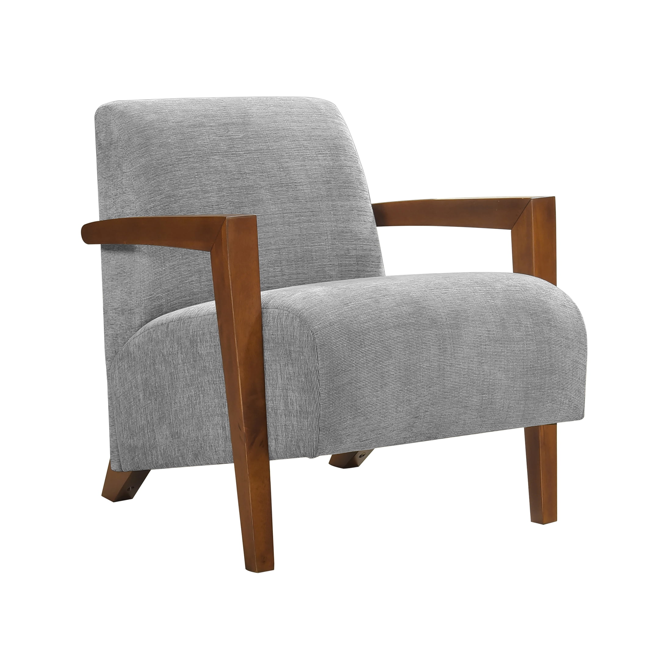 OakvillePark Cindervale Chenille Accent Chair, Gray/Chestnut Wood
