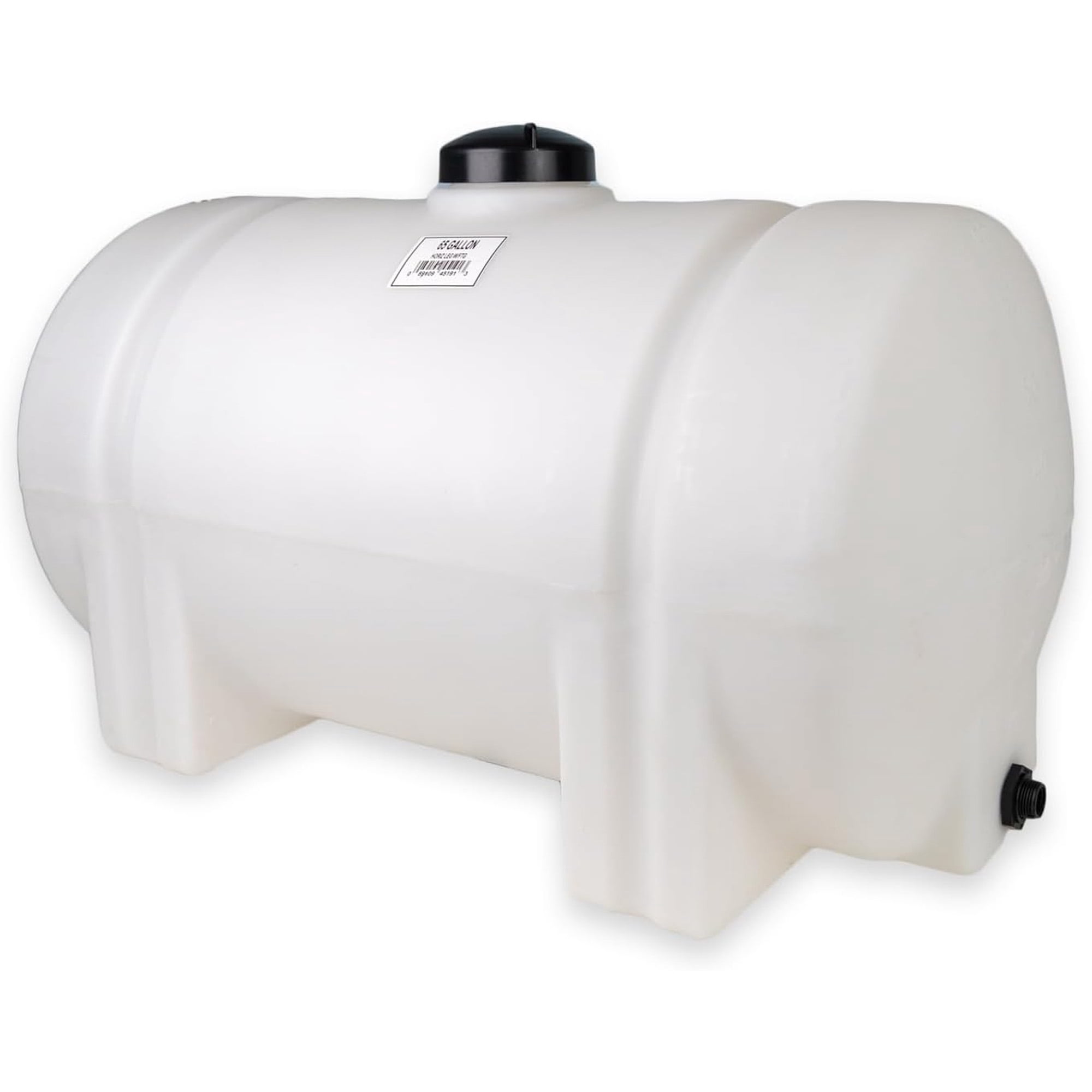 Norwesco Horizontal Leg Utility Tank, Water Storage Container, 65 Gallon Capacity, White