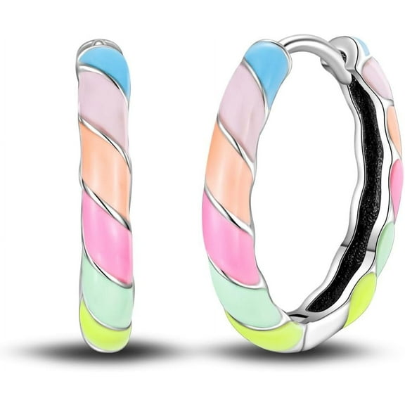 925 Sterling Silver Earrings For Women Hoop Earrings Colorful Earrings Cubic Zirconia Hypoallergenic Huggie Earrings[Z1300]