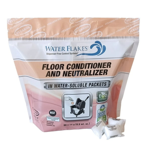 Stearns Water Flakes Floor Conditioner and Neutralizer in Premeasured Packets (1 resealable bag per case - 90 x 0.5 oz. packets)