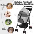 thumbnail image 6 of ﻿Tereitr Foldable Pet Cart Foldable Pet Stroller for Small Dogs Cats 4-wheel Design with Removable Breathable Mesh Canopy Storage Basket Cup Holder, Holds Up to 17.6 lbs, Grey, 6 of 9
