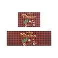 thumbnail image 3 of Hxlamzoo Christmas Kitchen Rugs, Merry Christmas Kitchen Mats for floor Set of 2, Christmas Buffalo Plaid Mats Non Slip Washable , Bright Holiday Decor for Home Laundry, 15.7x23.6+15.7x47.2 In, 3 of 6