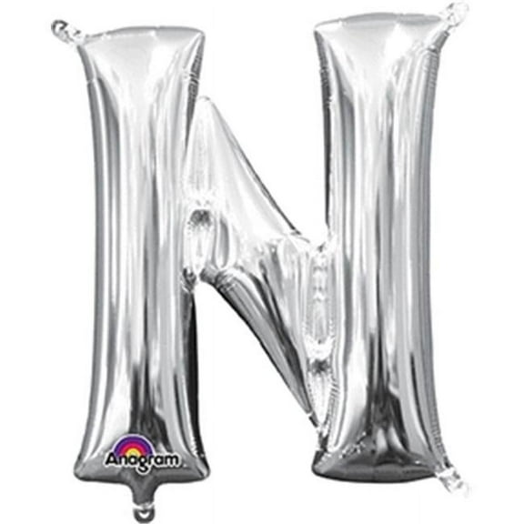 Anagram 78485 16 in. Letter N Silver Supershape Foil Balloon
