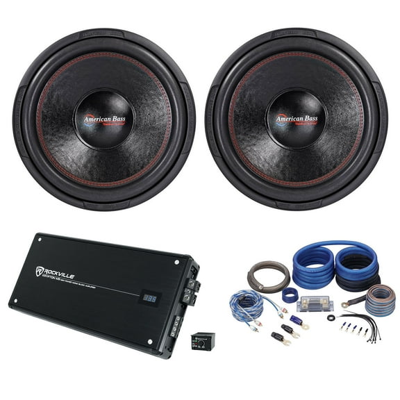 2) American Bass XD-1544 2000w 15" Car Audio Subwoofers Mono Amplifier Amp Kit