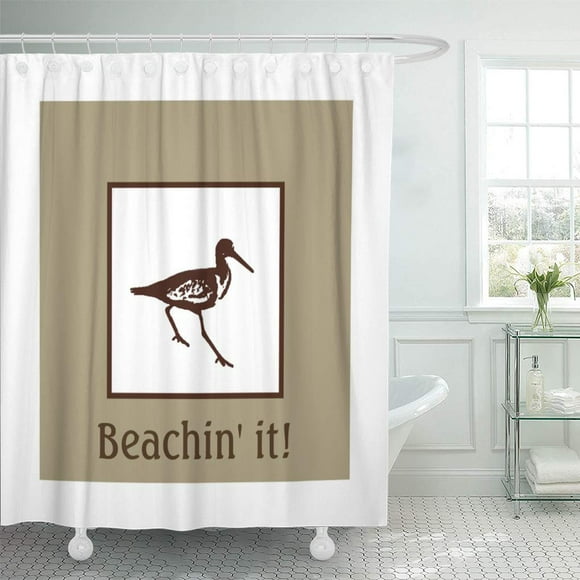 XDDJA Bird Sandpiper Beach Tote Ocean Shore Sea Shower Curtain 66x72 inch