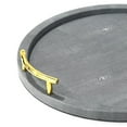 thumbnail image 3 of American Atelier, Gray Dots PU Leatherette Round Serving Tray with Gold Handles, 17.32x1.14", 3 of 5