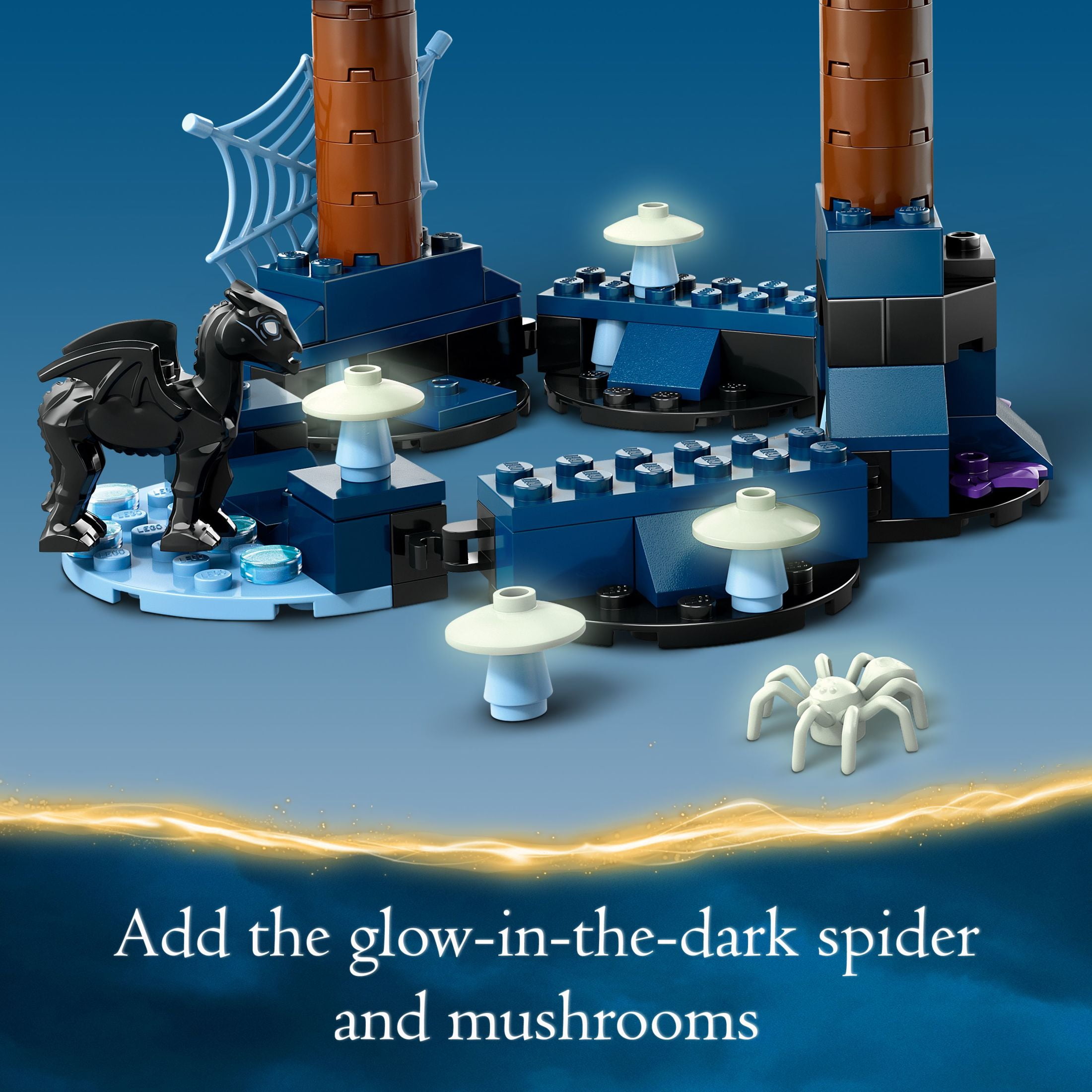 LEGO Harry Potter Forbidden Forest Magical Creatures Glow in the Dark Toy for Kids with Buckbeak and Thestral Fantasy Animal Figures Harry Potter Gift Idea for Girls and Boys Ages 8 and