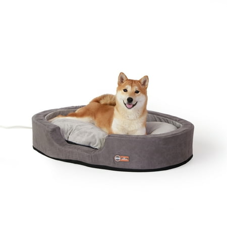 UPC: 0655199637645 | K&H Pet Products Thermo-Snuggly Sleeper Heated Dog Bed Gray/Gray Large 30 X 22 X 6 Inches