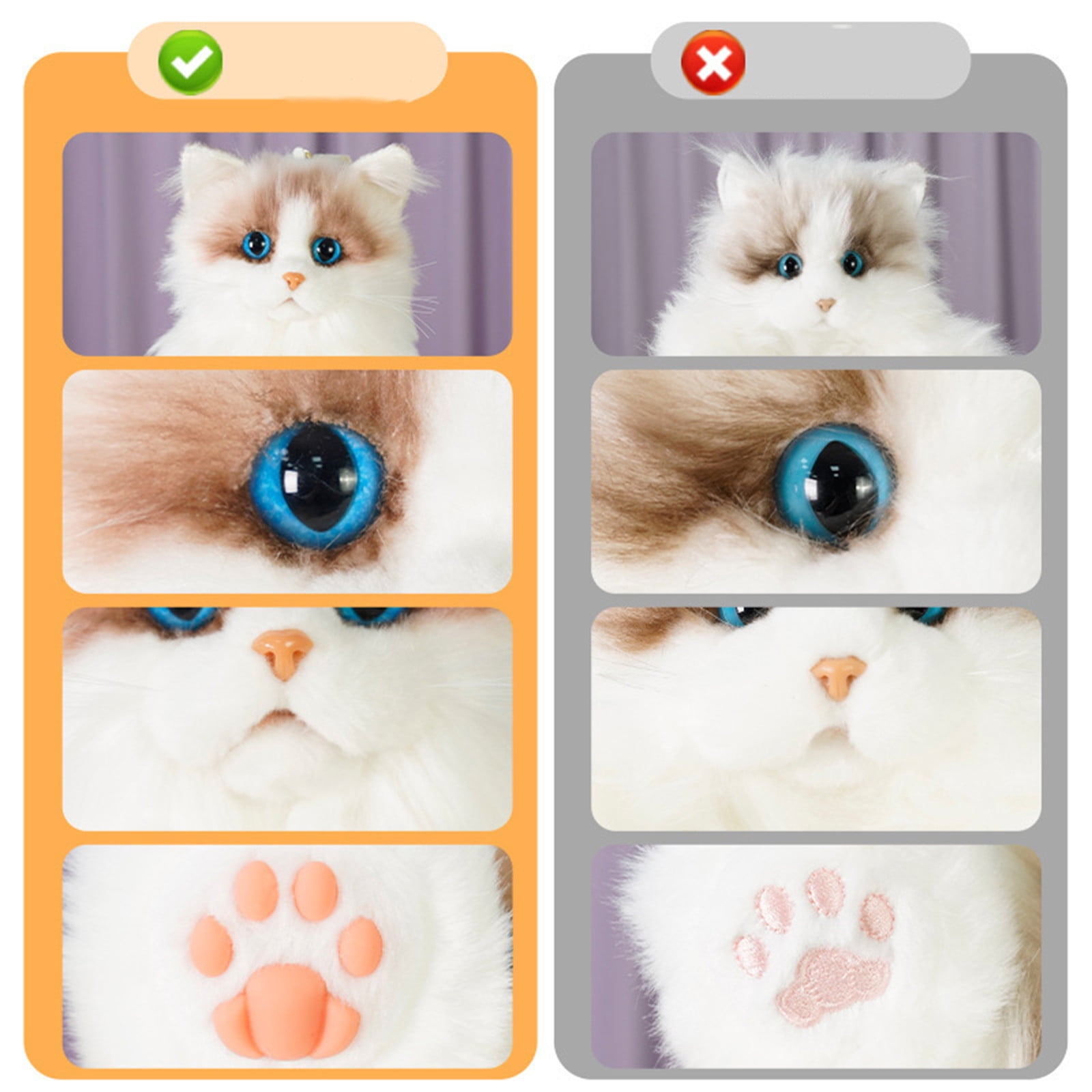100Fens Stuffed Animals Backpack Cute Cats Backpack Handcrafted Realistic Catss Shaped Backpack Large Ragdoll Bag