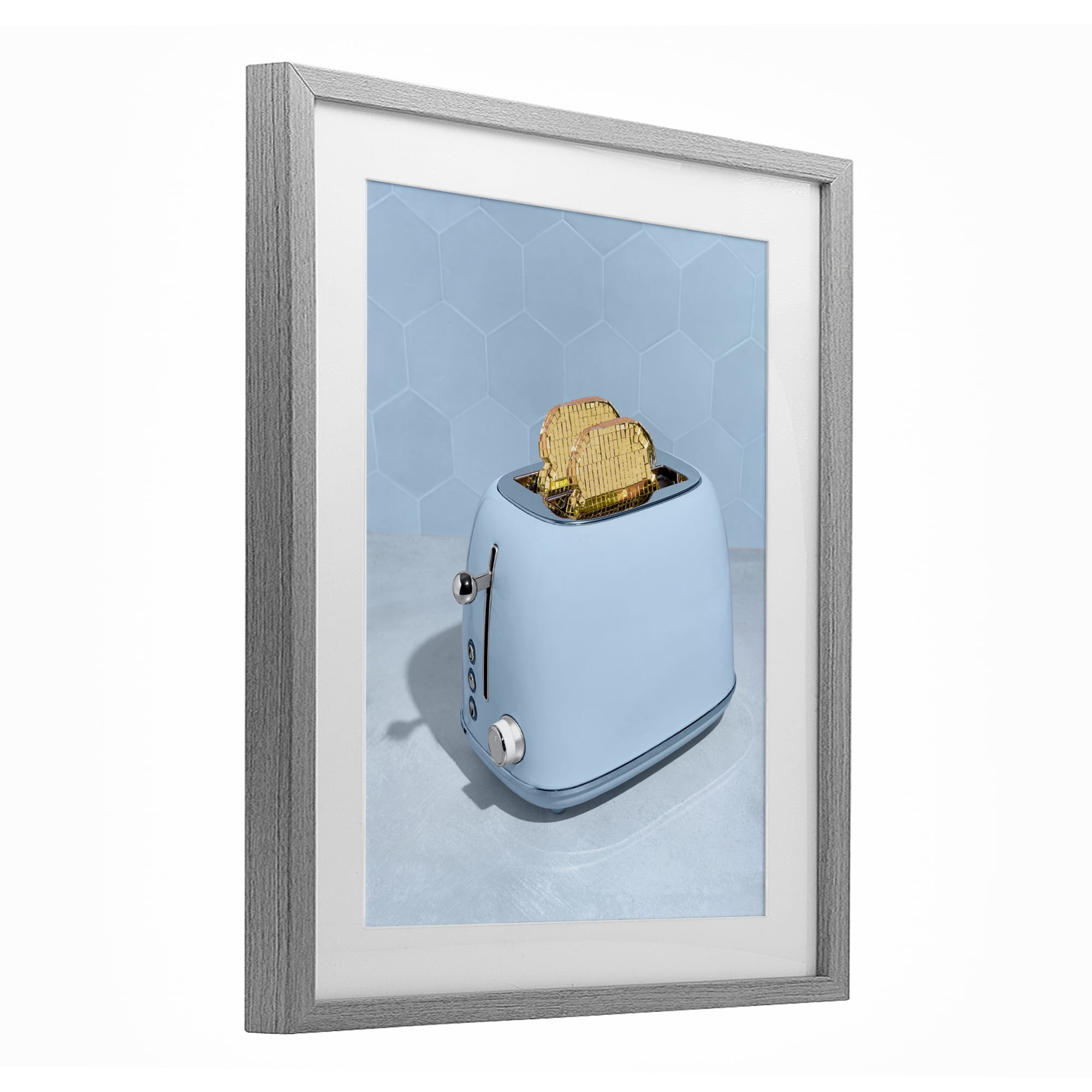 Stupell Industries Golden Disco Toaster Over Gray Framed Print Under Glass, design by LISH Creative