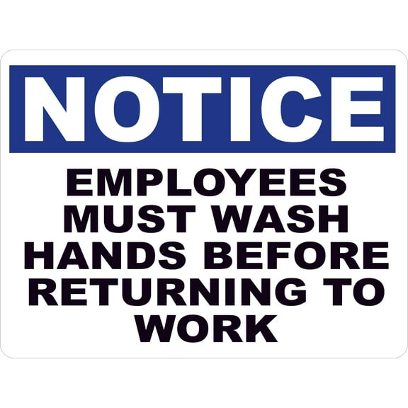 Notice Employees Must Wash Hands Before Returning to Work Sign