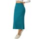 thumbnail image 1 of Faldas midi clásicas elásticas de cintura alta con abertura para mujeres Inspire Chic L azul pavo real, 1 of 6