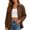 Brown, variant on Women's Casual Button Down Shirt with Double Front Pockets Collared Blouse