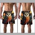thumbnail image 3 of luoweisi Men's Beach Shorts Quick Dry Swim Trunks with Mesh Lining Cartoon Owl M, 3 of 5