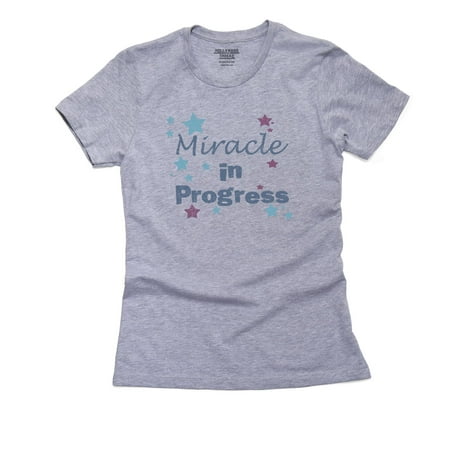 

Clever Miracle in Progress Pregnancy Maternity Baby Women s Cotton Grey T-Shirt