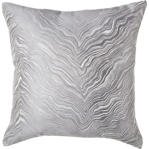 Violet Linen Boutique Zebra Patern, Polyester Jacquard, Reversible, Silver, 18 Inch x 18 Inch, Decorative Throw Pillow