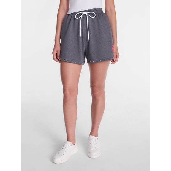 Rolling Stones Women's French Terry Studded Confetti Graphic Shorts, Sizes XXS-XXL