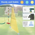 thumbnail image 6 of Outdoor 3-Station Playground Set, Metal Swing Sets For Backyard With Climbing Rope, 2 Swings, Heavy Duty Steel A-Frame Swing Stands For Park, 6 of 7