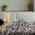 thumbnail image 3 of Ladybug Soft Flannel Fleece Throw Blanket, Insects Chamomile Bouquets Spring Inspired Flourishing Revival Theme, Cozy Plush for Indoor and Outdoor Use, 70" x 90", Dark Coral Black Grey, by Ambesonne, 3 of 5