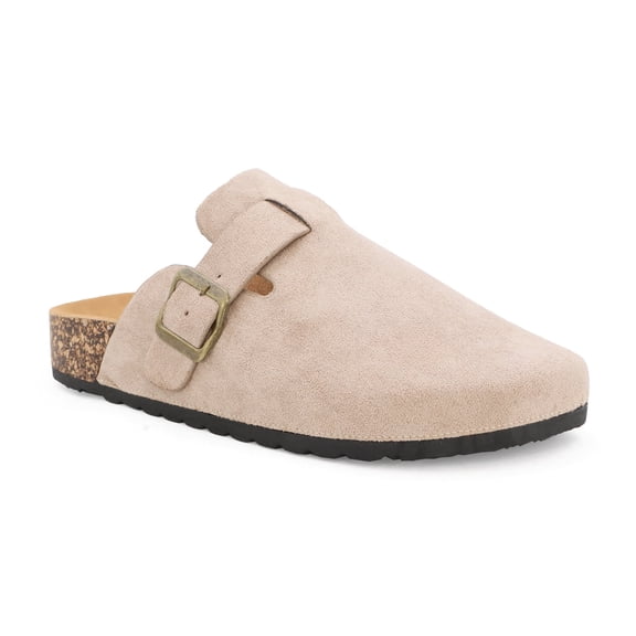 Women's Faux Suede Cork Footbed Clogs – Comfortable Slip-On Clog Mules