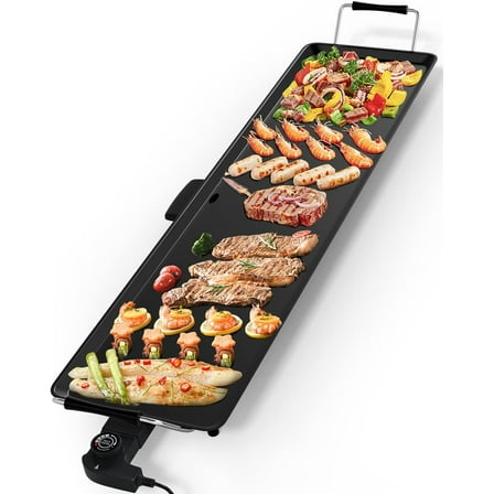 35" Large Electric griddle, Arlime Indoor Outdoor Teppanyaki Table Top Grill Griddle, Portable BBQ Grill Electric, with Adjustable Temperature for Party/Home/Camping Cooking Black